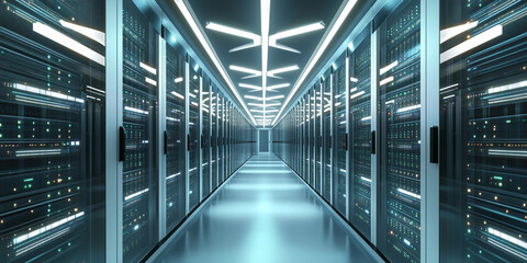 Aufkleber - Modern data center corridor with advanced technology