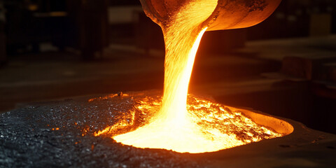 Aufkleber - Molten metal poured into a mold during casting process