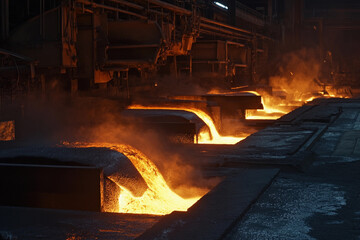 Aufkleber - Ingots cooling in a steel mill during night hours