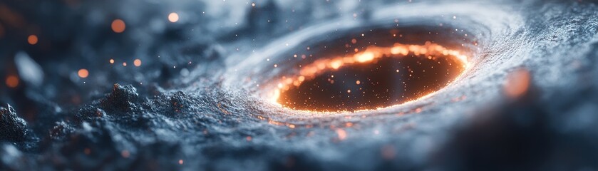 Poster - A swirling wormhole radiates intense blue and fiery orange hues, creating a dynamic visual experience filled with energy and motion. The center area is ideal for highlighting adventure themes