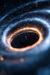 Poster - A dynamic wormhole swirls with vibrant deep blue and fiery orange colors, creating a mesmerizing effect that captures a sense of motion and adventure, perfect for engaging titles