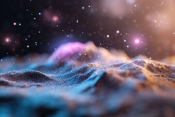 Poster - Blurry, multi-colored glowing bokeh creates the illusion of distant galaxies and floating stardust, providing a dreamy backdrop with a smooth gradient ideal for text overlays