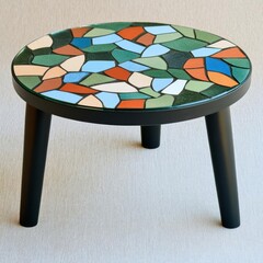 Mosaic glass-top bistro coffee table, artistic cafe, colorful handcrafted design