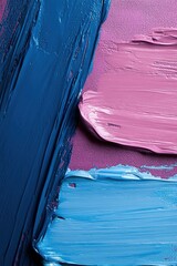 Poster - Bold, textured acrylic strokes in royal blue and burgundy stand out against a soft neutral background, offering a dramatic and sophisticated artistic effect in this captivating composition