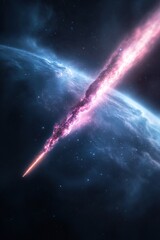 Poster - Meteor trails streak across a vast deep-space background, creating a stunning visual experience. Fading light trails enhance the cosmic atmosphere, offering clear text placement