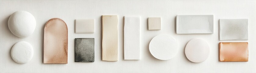 Poster - Soft, muted watercolor artwork displays abstract shapes in neutral earth tones, perfect for enhancing a Scandinavian-style living space with simplicity and elegance