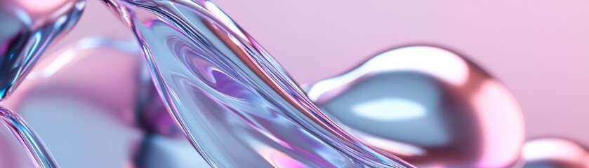 Poster - Dynamic patterns in metallic blue blend with neon purple and chrome silver, illuminated by futuristic lighting effects that evoke a high-tech luxury ambiance