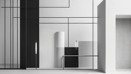 Aufkleber - Monochrome Minimalist Home Interior Design Concept