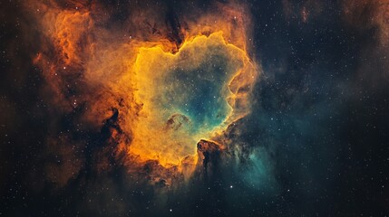 Wall Mural - vibrant orange and blue nebula with star cluster in cosmic space for astronomy, sci-fi, or celestial