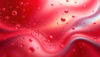 Wall Mural - Background texture showing abstract red bubbles on a liquid background