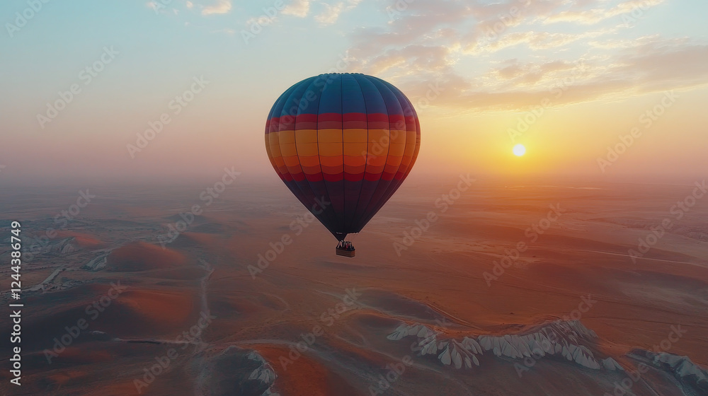 Hot air balloon travel voyage or tour advertising poster for tourist ...