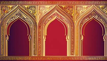 Generated image Indian and oriental frames, backgrounds, doors and arches. Wedding, event invitation template