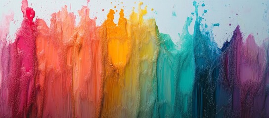 Poster - Vibrant, flowing watercolor background on white with blurry bokeh and ample copy space