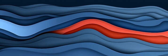 Poster - Abstract Blue and Red Wavy Background, Dynamic Flowing Lines, Modern Graphic Design Element
