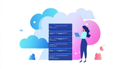 Poster - fast content delivery. cdn. content delivery network icon, web media file administration and publish