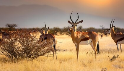  Striking Antelope Roaming Freely in Etosha National Parks Stark Landscape at Dusk, Namibia Wildlife Footage Revealing Africas Natural Beauty and Majesty