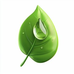 Wall Mural - morning dew drop on a leaf isolated on white