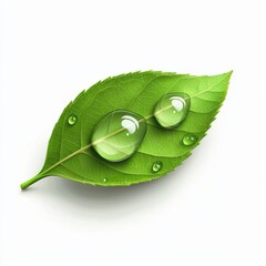 Wall Mural - morning dew drop on a leaf isolated on white