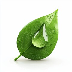 Sticker - morning dew drop on a leaf isolated on white