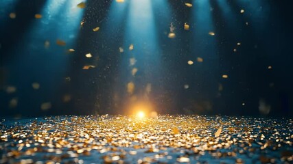 Poster - Golden particles dance in light beams creating magical atmosphere