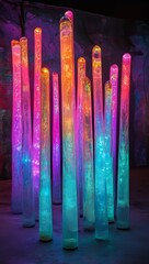 Poster - With Abstract Fiber Optic Network, Telecommunications Technology presents Vibrant Colors and Bokeh