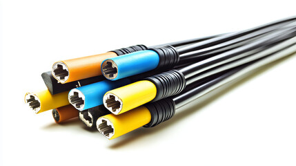 Poster - glowing optical fiber cable or wire realistic vector, fibre optics future technologies. speed intern