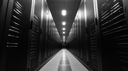Poster - data center and information sharing banner for internet computer technology concept. network hosting