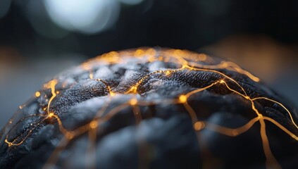 Poster - a visualization of brain activity featuring neural networks. focus on external cerebral connections 