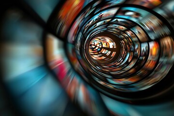 Poster - A tunnel of media, images, photographs. TV, and multimedia broadcasts