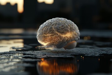 Poster - 3d rendering of the human brain against a technology backdrop