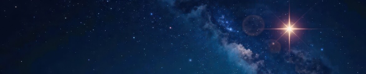 twinkling black star shining bright in the night sky, glittering, night