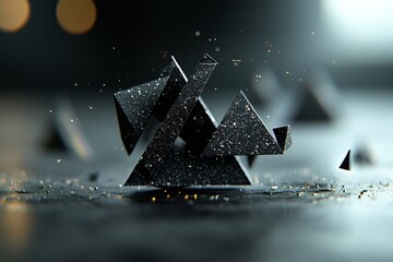Poster - an abstract background adorned with dark black geometric shapes