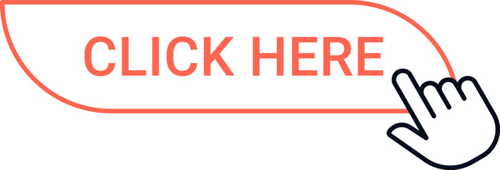 Poster - hand cursor clicking on a vibrant click here button, enhancing online engagement and facilitating se