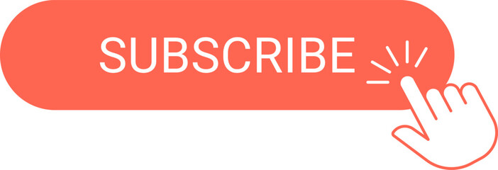 Poster - hand icon clicking on a red subscribe button, symbolizing engagement and commitment to online conten
