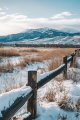 Wall Mural - Snowy Farm Fence