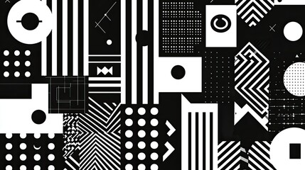 Poster - Abstract Black And White Geometric Pattern Design
