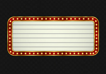 retro marquee sign with lights, featuring a large blank space for custom messages, framed by a red a