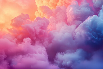 Wall Mural - Soft pastel-hued clouds illuminated by golden sunset light