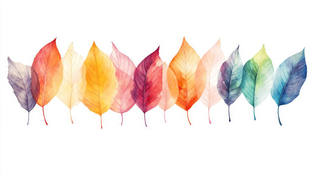 Autumnal colorful leaves set isolated on white background, such as idea of logo. Vector version also available in gallery