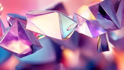 Poster - Vibrant geometric prisms transitioning in dynamic abstract space