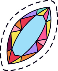 Poster - colorful marquise cut gemstone featuring a dotted line contour, illustrating a precious stone perfec