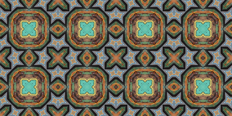 Wall Mural - Seamless pattern of colored. Colored texture of board and fabric. Mosaic kaleidoscope multicolored.