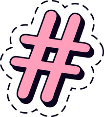 Poster - pink hashtag symbol is floating on a white background, surrounded by a dashed outline, creating a pl