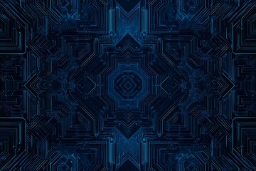 abstract close-up of a glowing blue digital circuit board, showcasing intricate connections and tech