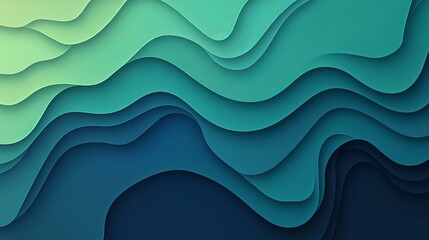 Poster - Vibrant abstract waves create a soothing and dynamic background with varying shades of blue and green in a fluid design