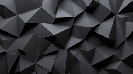 Poster - Textured black abstract background with three-dimensional shapes creating depth and dimension