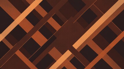 Poster - Intricate interplay of lines and shapes forms a warm brown abstract background
