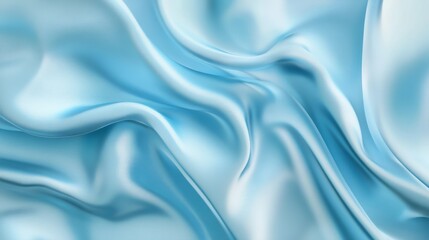 Poster - Soft blue fabric creates an abstract background with fluid waves and folds, enhancing the perception of depth and texture