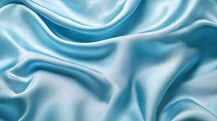 Poster - Soft blue silk fabric creates an elegant abstract background with gentle folds and smooth texture
