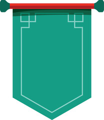 Poster - Green pennant hanging from a red wooden pole, with simple geometric decoration, isolated on white background